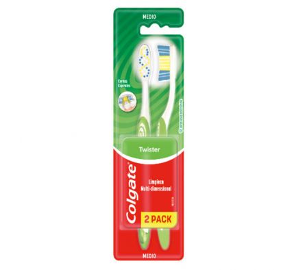 CEPILLO DENTAL COLGATE  TWISTER MEDIO 2X1 