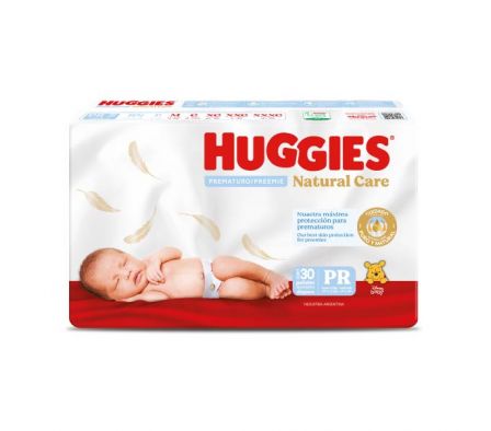 PAÑAL HUGGIES PURO Y NATURAL TAMAÑO RN PREMAT 30UN