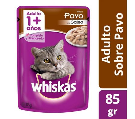 ALIM.P/GATO WHISKAS SACHET ADULT PAVO 85 GRS