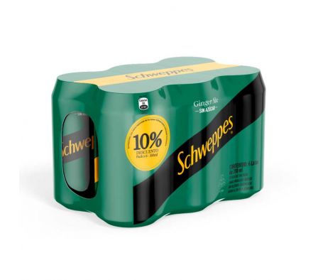 AGUA TONICA GINGERALE SA SCHWEPP LATA 310ML PACKX6
