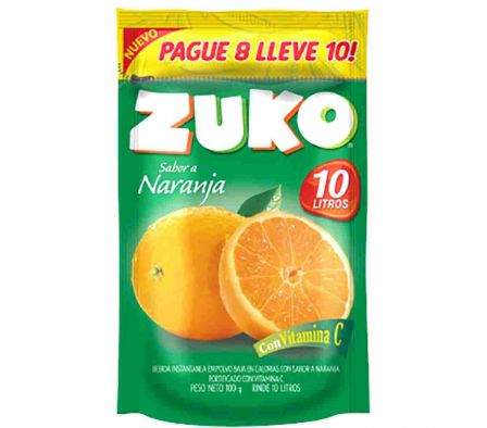 JUGO POLVO ZUKO NARANJA 10LTS 100 GRS