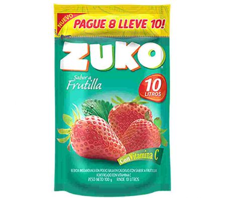 JUGO POLVO ZUKO  FRUTILLA 10 LTS 100 GRS