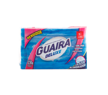 JABON EN PAN GUAIRA DELUXE C/AZUL BLANQUE.230 GRS