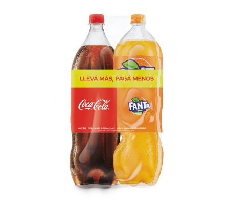 PACK COCA COLA +FANTA NARANJA 2L