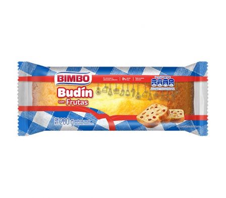 BUDIN BIMBO VAINILLA C/ FRUTAS ABRILLANTADAS 200GR