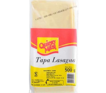 TAPA P/LASAGNA QUIERO MAS 500 GR