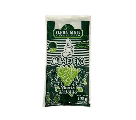 YERBA MBAETEKO MENTA BOLDO BOLSITA PLASTICA 100GR