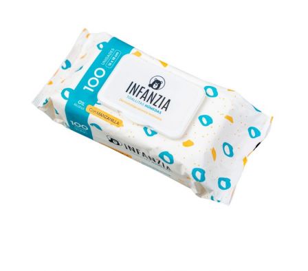 TOALLITAS INFANZIA BABY MANZANILLA C/TAPA  X 100 U