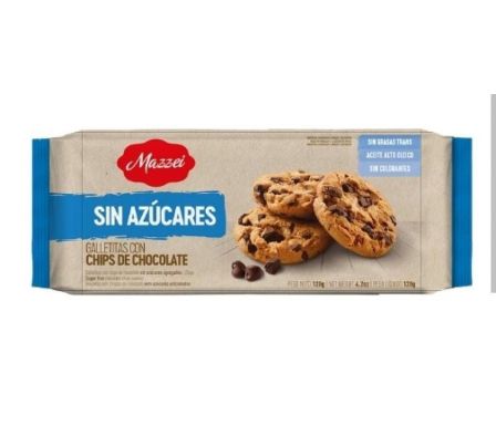 GALLETITAS MAZZEI CHIPS CHOCOLATE SIN AZUCAR 120G