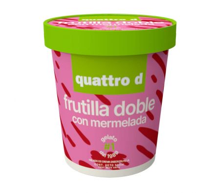 HELADO QUATTRO D FRUTILLA DOBLE C/ MERMELADA 500ML