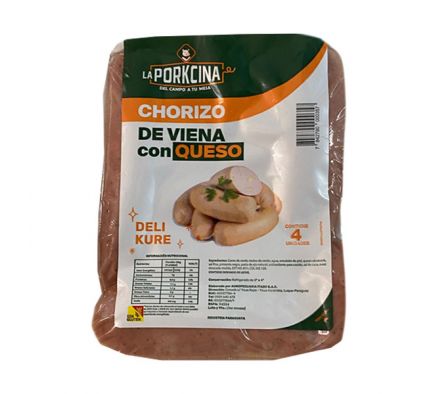 CHORIZO DE VIENA LA PORKCINA C/QUESO ENV. 4UN
