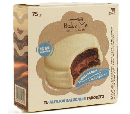 ALFAJOR BAKE-ME COOKIES&CREAM RELL. DE CHOCO 75GR
