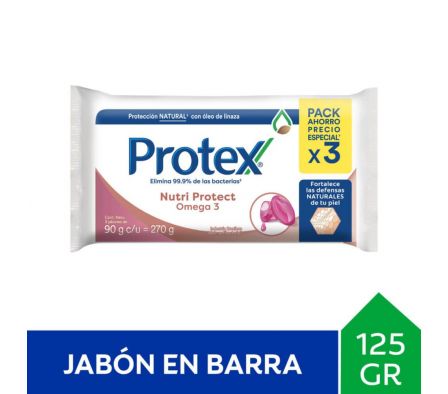 JABON TOCADOR PROTEX OMEGA 3 TRIPACK X 90 GRS