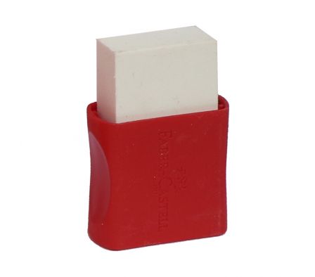 BORRADOR BLANCO FABER COBERTOR ROJO CHICO