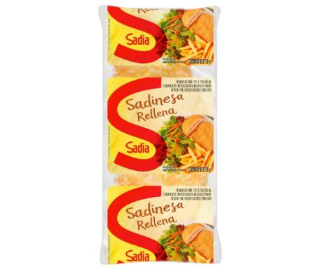 CARNE DE POLLO REBOZADA Y RELLENA DE SADINESA 100G