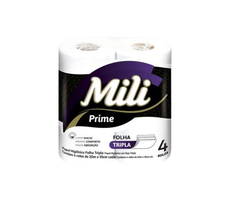 PAPEL HIGIENICO MILI PRIME TRIPLE HOJA 20MTS 4UN