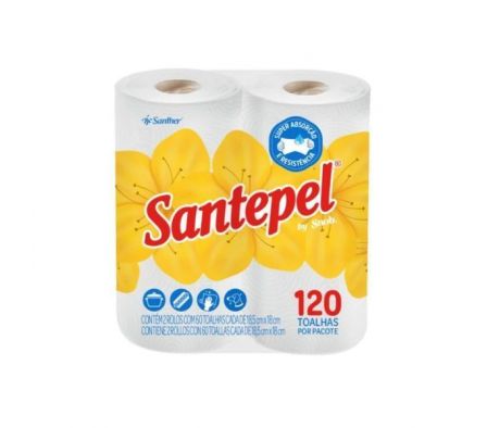 TOALLA DE COCINA SANTEPEL BLANCA 2 ROLLOS X 60M