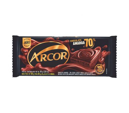 CHOCOLATE ARCOR AMARGO 70%   80GR