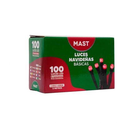 LUZ NAVIDEÑA LED 100 L ROJO 5MTS