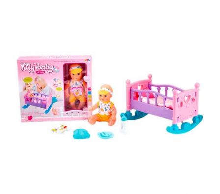 MUÑECA BEBE C/CUNA/SONIDO 14'' E/CAJA REF M-26 