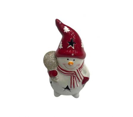 MUÑECO D/NIEVE C/GORRA ROJA 13X7CM CERAMIC REF 662