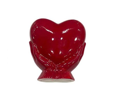 FIGURA CORAZON ROJO C/BASE 11X13CM CERAMIC REF 662