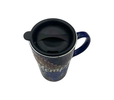 TAZA ESTAMP C/TAPA PLAST 14X11CM CERAMIC REF 66259