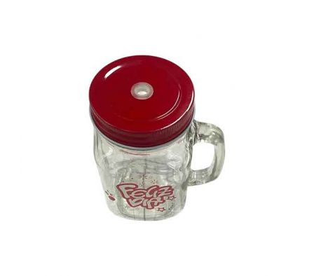 VASO MASON C/PAJITA FELIZ DIA13X7CM VIDRIO REF 662