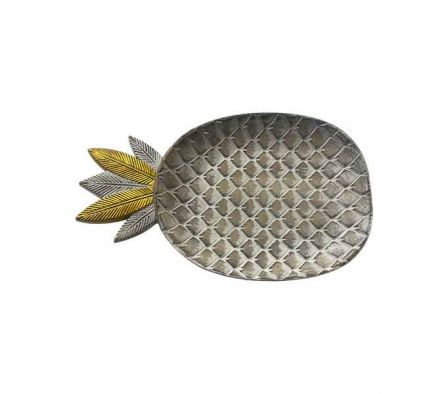 BANDEJA DECORATIVA PIÑA 34X21CM MADERA REF B3-692