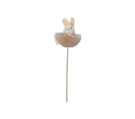 PALO DECORATIVO CONEJO D/PASCUA C/VESTIDO 10CM REF