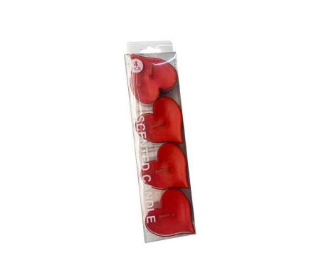 SET VELA AROMATICA CORAZON 4PCS 20X6CM REF B7-6961