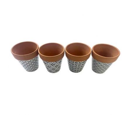 MACETA ESTAMP BL/NG 10X10CM CERAMIC REF C3-7766-9
