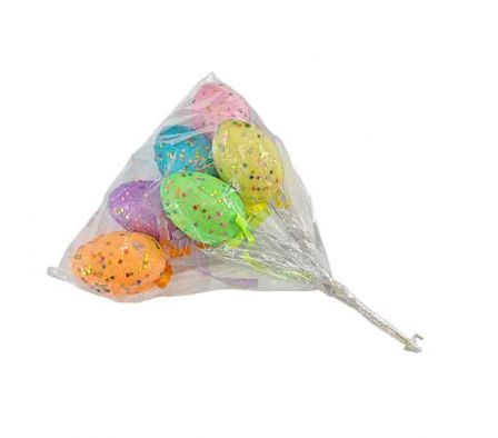 RAMO D/HUEVO PASCUAS C/PURPURINA 6PCS 5X7CM REF B3