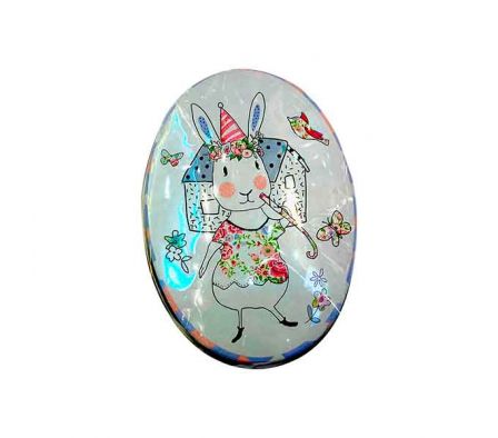 POTE OVALADO C/DISEÑO CONEJO PASCUA 8,5X6X3CM REF 