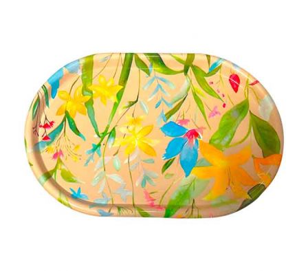 BANDEJA OVALADA ESTAMP HOJAS 42X28X2,5CM MELAMINA 