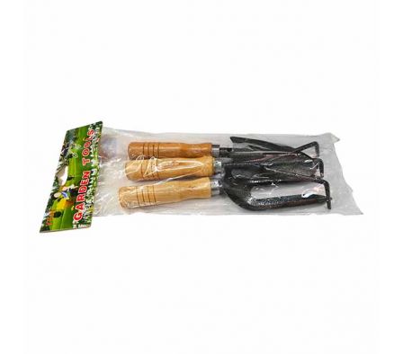RASTRILLO D/MANO P/JARDIN MANGO MADERA 3PCS 24CM