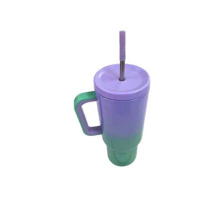 VASO TERMICO BICOLOR C/ASA/PAJITA 1200ML REF 6867-