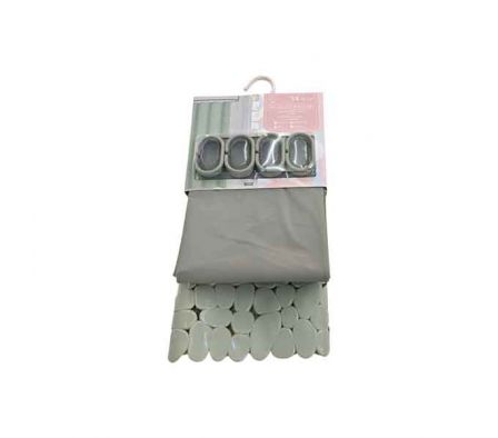 SET CORTINA D/BAÑO LISO C/ALFOMBRA 70X72/14X26CM P