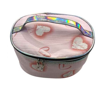 BOLSO P/MAQUILLAJE ESTAMP CORAZON 22X16X11CM TELA 