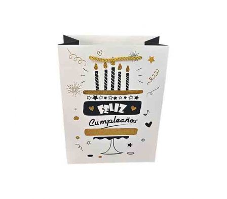 BOLSA D/REGALO FELIZ CUMPLEAÑOS 32X26X10CM PAPEL R