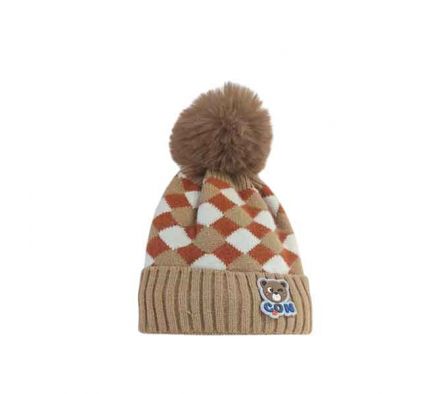 GORRO RAYAS C/POMPOM JUVENIL 14X24CM REF 37789-27