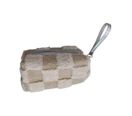 NECESER P/MAQUILLAJE FELPUDO A/CUADRO 18X10X7CM 10
