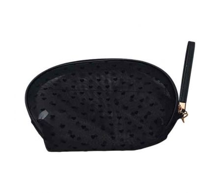 NECESER P/MAQUILLAJE TRANSPARENTE ESTAMPADO CORAZO
