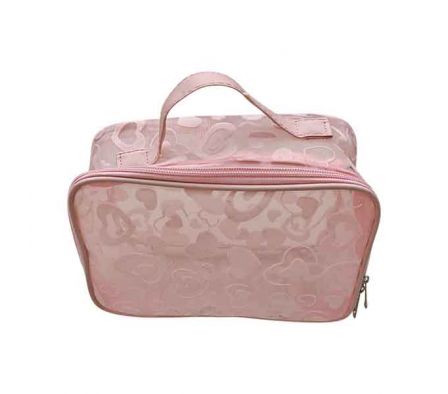 NECESER P/MAQUILLAJE TRANSPARENTE ESTAMPADO CORAZO