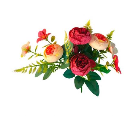 RAMO FLOR ARTIFICIAL ROSAS ROJA/ROSA 30CM REF BA-9