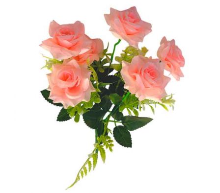 RAMO FLOR ARTIFICIAL ROSAS ROSA 33CM REF BA-9264-5