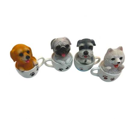FIGURA DECORATIVA PERRO E/TAZA 10X4CM PLAST REF 76