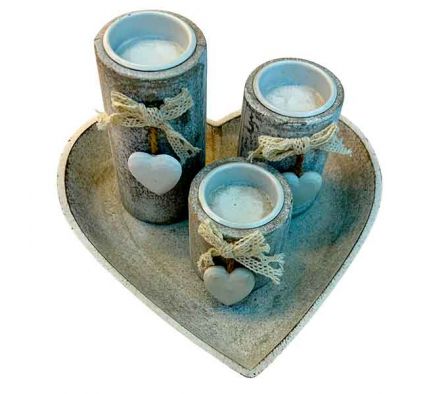 SET BANDEJA C/PORTA VELA 4PCS 21X20X3/6X6/9X6/12X6