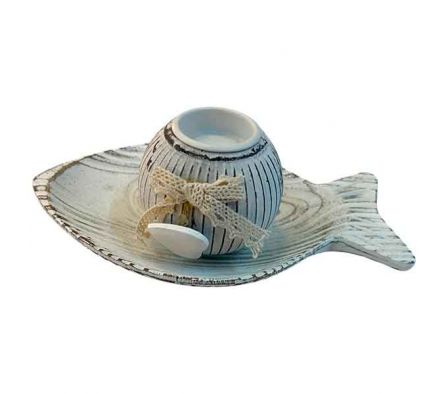 SET BANDEJA C/PORTA VELA 2PCS 15X15/9CM REF 7341-6