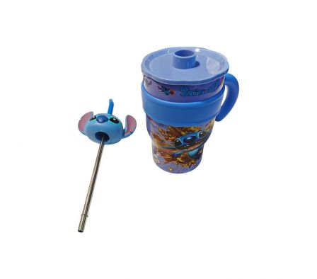 VASO TERMICO C/TAPA/PAJITA STITCH 750ML REF 34772-